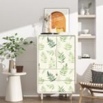 Fern Leaf Wallpaper Peel and Stick, Green/Beige Leaves Contact Paper, Vintage Botanical Minimal Wall Paper Self Adhesive Removable Waterproof for Bedroom Shelves Cabinet Drawer Table 17.5" x 118" - - Image 3