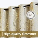 FMFUNCTEX 100% Blackout Curtains Ivory Gold Tree for Living Room, Curtains 84 Inches Long Foil Branch Patterned Panels for Bedroom, Thermal Insulated Drapes Home Office Grommet Top 2 Panels : Home & Kitchen - Image 3