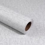 MANONIRIA Grey Grasscloth Peel and Stick Wallpaper, Textured Vintage Contact Paper 15.75inch x 118.11inch, Self Adhesive Removable Faux Linen Vinyl Wallpaper for Cabinets Wall Decoration -