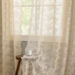 YJ YANJUN Beige Lace Curtains 63 inches Length 2 Panels Antique Chic Floral Sheer Curtains with Scalloped Edges Rod Pocket French Country Crochet Curtains for Bedroom Dining Room W52 X L63 : Home & Kitchen - Image 4