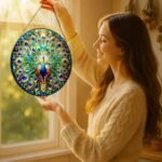 Stained Glass Window Hanging, LAOWEIKI 8'' Peacock Suncatcher, Stained Glass Ornament, Suncatchers for Windows Hanging, Window Decor, Outdoor or Indoor, Gifts for Women, Lovers, Couple, Friend, Bestie : Patio, Lawn & Garden - Image 2