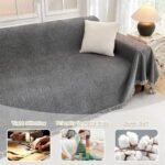 MYSKY HOME Couch Cover for Dogs, Washable Couch Covers, Non Slip Sofa Cover, Couch Cover 2 Cushion Sofa Dogs Furniture Protector with Tassels, Chenille Sofa Slipcover for Pets, 71"x118", Dark Grey : Home & Kitchen - Image 2