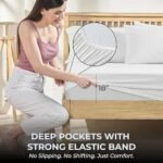 Mayil Manor 100% Natural Cotton Bed Sheets | 500 TC Single-Ply Sateen Weave King Size Sheets Set | Breathable & Hypoallergenic Solid 4-Piece Bedding with Deep Pocket Fitted, Flat, Pillowcase | White : Home & Kitchen - Image 4