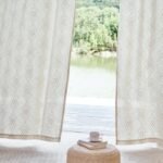 ugoutry Linen Boho Curtains for Bedroom,84 Inches Long Curtains Gold Foil Metallic Stripe Print Panels for Living Room, Moroccan Beige Light Filtering Window Treatment Curtain 2 Panels Grommet Top : Home & Kitchen - Image 9