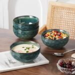 | vancasso Starry 24oz Bowls for Soup, Ceramic Deep Soup Bowls Set of 4, Green Cereal Bowls Set for Kitchen, Salad Bowls Set, Pasta Oatmeal Bowls, Lead-free, Dishwasher & Microwave Oven Safe Cereal Bowls - Image 9