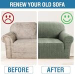 H.VERSAILTEX Couch Covers for 2 Cushion Sofa 1 Piece Stretch Loveseat Slipcover Pet Dog Universal Slip Cover Love Seat Covers Upgrade Thick Jacquard Fabric with Spiral Pattern(58"-70", Sea Grass) : Home & Kitchen - Image 7