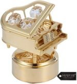 Matashi 24K Gold Plated Swan Lake Piano Music Box – Crystal Studded Figurine – Beautiful Home & Office Décor – Ideal Christmas, Valentine’s for Her : Home & Kitchen