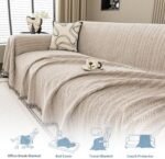Nobildonna Chenille Couch Cover for Sofa Cover Washable Pet Scratch Couch Covers Tassel Sofa Slipcover for 2 Cushion Couch,Furniture Protector Blanket for Living Room,Camel Brown 71"x118" : Home & Kitchen - Image 7