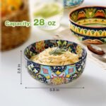 Meolibour Ceramic Cereal Bowls Set of 6, 28 oz Bohemian Soup Bowl, Colorful Bowls Set for Kitchen, Dessert Bowls for Salad, Pasta, Oatmeal, Ramen, Oatmeal, Fruit, Dishwasher & Microwave Safe : Home & Kitchen - Image 5