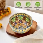 Meolibour Ceramic Cereal Bowls Set of 6, 28 oz Bohemian Soup Bowl, Colorful Bowls Set for Kitchen, Dessert Bowls for Salad, Pasta, Oatmeal, Ramen, Oatmeal, Fruit, Dishwasher & Microwave Safe : Home & Kitchen - Image 3