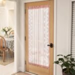 jinchan Semi Sheer French Door Curtain with Tie Up Bows Floral Embroidered Voile Privacy Curtain for Patio Door Closet Sliding Glass Door Rod Pocket 72 Inch 1 Panel Pink : Home & Kitchen - Image 2