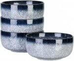 S&Q'S CERAMICS Cereal Bowls - 36 Ounce, Japanese Noodle Bowl Set, Ceramic Bowls for Kitchen, Breakfast, Oatmeal, Microwave and Dishwasher Safe, [Set of 4], Dark Blue : Home & Kitchen