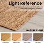 HOMEMONDE 6ft Round Natural Jute Rug - Handwoven Braided Reversible Vintage Area Rug Farmhouse Rustic and Bohemian Eco Friendly Home Décor for Bedroom, Living Room and Kitchen : Home & Kitchen - Image 5