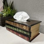 Crafted Classical Retro Wooden Antique Book Tissue Box Cover Rectangular Tissue Holder Dispenser Paper Cover Case Napkin Holder Home Decor for Bathroom Living Room Office car Kitchen : Home & Kitchen - Image 5