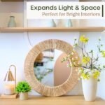 Chi An Home 24 Inch Natural Jute Mirror, Wall Mounted Round Mirror with Metal Frame, Wall Decor Rustic Farmhouse Boho Decor Accent for Bathroom, Bedroom, Living Room, or Entryway : Home & Kitchen - Image 4