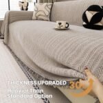 Nobildonna Chenille Couch Cover for Sofa Cover Washable Pet Scratch Couch Covers Tassel Sofa Slipcover for 2 Cushion Couch,Furniture Protector Blanket for Living Room,Camel Brown 71"x118" : Home & Kitchen - Image 5