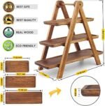 | Manspdier Wood 3 Tier Serving Tray Three Tiered Cupcake Stand, Rectangle Serving Platter Wooden Farmhouse Tiered Tray, Party Serving Brown Decorative Tray Decor Platters - Image 4