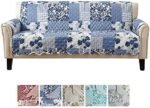 Great Bay Home Reversible Patchwork Sofa Cover - Washable Slipcover Furniture Protector with Elastic Straps - Couch Cover for Dogs, Kids, and Pets - Box-Stitched Detail (Sofa, Navy) : Home & Kitchen - Image 2