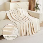 MYSKY HOME Oversized Chair Cover, Armchair Couch Cover for 1 Cushion, Washable Recliner Covers Sofa Protector with Tassel, Beige, 71"X91" : Home & Kitchen - Image 4