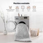 Amazon Basics Fluffy Washable Round Area Rug, Circle Shaggy Carpet for Living Room, Bedroom, Nursery, 4'R, Gray : Home & Kitchen - Image 6