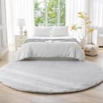 Amazon Basics Fluffy Washable Round Area Rug, Circle Shaggy Carpet for Living Room, Bedroom, Nursery, 4'R, Gray : Home & Kitchen - Image 2