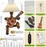 Lovefindahome Vintage Industrial Robot Guitar Table Lamp with Bulb - Remote Control,Timer,Dimmable - Cool Gifts for Music Lovers,Men,& Musicians - Steampunk & Retro Style Bronze - - Image 6