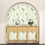 Fern Leaf Wallpaper Peel and Stick, Green/Beige Leaves Contact Paper, Vintage Botanical Minimal Wall Paper Self Adhesive Removable Waterproof for Bedroom Shelves Cabinet Drawer Table 17.5" x 118" - - Image 6