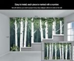 Dark Green Birch Forest Wall Mural, Tranquil Woodland Tree 3d Wall Murals, Modern Minimal White Birch Tree Wallpaper Mural, for Living Room Bedroom Large Wallpaper Interior Decor 197"W x124.8 "H : Tools & Home Improvement - Image 6