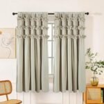 Homechoice Decor Camel Blackout Curtains with Handmade Ruffles, Butterfly Flower Embellishments for Thermal Insulated Room Darkening Drapes, 42" W x 63" L (Pair) for Bedroom, Living Room (LQ-37) : Home & Kitchen