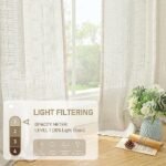 LAMIT Natural Ivory Linen Semi Sheer Curtains 84 inch Length, Cream Light Filtering Soft Thick Neutral Living Room Drapes with Bronze Grommet for Bedroom/Farmhouse, 2 Panels, 52 x 84 Inch : Home & Kitchen - Image 4