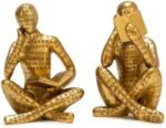 Antique Gold Reading Thinker Statue, Set of 2 Bookshelf Decor Abstract Art Thinker Sculptures, Modern Aesthetic Figurine Home Decoration Ornaments for Living Room Office Shelf Coffee Table Desk Decor : Home & Kitchen