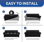 KEKUOU Stretch Single Sofa Slipcover 1 Piece Couch Sofa Cover (31"-55") Furniture Protector 1 Seater Sofa with Elastic Bottom for Kids,Pet.Jacquard Small Checked Pattern Fabric(Small,Black) : Home & Kitchen - Image 5