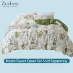 Zusbest Queen Sheet Set 100% Percale Cotton Green Floral Bed Sheet Set Yellow Flower & Green Leaves Botanical Pattern Printed on White Garden Luxury Crisp Soft Deep Pocket Fitted Sheet 17.5'' 4Pcs : Home & Kitchen - Image 6
