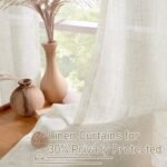 LAMIT Natural Ivory Linen Semi Sheer Curtains 84 inch Length, Cream Light Filtering Soft Thick Neutral Living Room Drapes with Bronze Grommet for Bedroom/Farmhouse, 2 Panels, 52 x 84 Inch : Home & Kitchen - Image 5