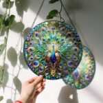 Stained Glass Window Hanging, LAOWEIKI 8'' Peacock Suncatcher, Stained Glass Ornament, Suncatchers for Windows Hanging, Window Decor, Outdoor or Indoor, Gifts for Women, Lovers, Couple, Friend, Bestie : Patio, Lawn & Garden - Image 3