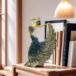 XINDAM Elegant Peacock Art Figurine Dancer Statue Decorative Home & Office Figurines Home Office Display Craft Living Room Decor Ornaments for Tabletop : Home & Kitchen - Image 5