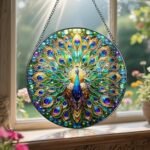 Stained Glass Window Hanging, LAOWEIKI 8'' Peacock Suncatcher, Stained Glass Ornament, Suncatchers for Windows Hanging, Window Decor, Outdoor or Indoor, Gifts for Women, Lovers, Couple, Friend, Bestie : Patio, Lawn & Garden - Image 5