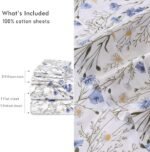 RUVANTI 100% Cotton Sheets – Queen Size Percale Bedding, Cooling & Breathable Floral Design, Durable with a Crisp, Soft & Comfortable Feel, 16" Deep Pocket, 4-Piece Set, Sweet Pea : Home & Kitchen - Image 4