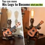 Lovefindahome Vintage Industrial Robot Guitar Table Lamp with Bulb - Remote Control,Timer,Dimmable - Cool Gifts for Music Lovers,Men,& Musicians - Steampunk & Retro Style Bronze - - Image 3