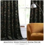 StangH Black Velvet Curtains 84 inches Long - Printed Floral Design Home Decoration Luxury Thermal Insulated Blackout Window Treatment Set for Living Room, 52x84-inch, 2 Panels : Home & Kitchen - Image 7
