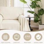 MYSKY HOME Oversized Chair Cover, Armchair Couch Cover for 1 Cushion, Washable Recliner Covers Sofa Protector with Tassel, Beige, 71"X91" : Home & Kitchen - Image 2