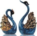 CECKQUE 2pcs Swan Statues Couple's Home Decorations for Living Room Decor and Accessories, Sculptures Home Decor for Coffee Table, Book Shelf Decor Accents (Blue) : Home & Kitchen