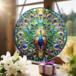 Stained Glass Window Hanging, LAOWEIKI 8'' Peacock Suncatcher, Stained Glass Ornament, Suncatchers for Windows Hanging, Window Decor, Outdoor or Indoor, Gifts for Women, Lovers, Couple, Friend, Bestie : Patio, Lawn & Garden - Image 6