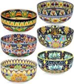 Meolibour Ceramic Cereal Bowls Set of 6, 28 oz Bohemian Soup Bowl, Colorful Bowls Set for Kitchen, Dessert Bowls for Salad, Pasta, Oatmeal, Ramen, Oatmeal, Fruit, Dishwasher & Microwave Safe : Home & Kitchen