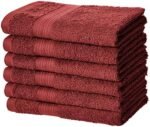 Amazon Basics 6 Piece hand towels for bathroom, Fade Resistant 100% Cotton, soft absorbent bathroom handtowel 6 - Pack (26''x16''), Crimson : Home & Kitchen