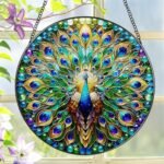Stained Glass Window Hanging, LAOWEIKI 8'' Peacock Suncatcher, Stained Glass Ornament, Suncatchers for Windows Hanging, Window Decor, Outdoor or Indoor, Gifts for Women, Lovers, Couple, Friend, Bestie : Patio, Lawn & Garden