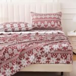 ChicView Queen Size Paisley Printed Sheet Set,4 Pieces Boho Style Breathable Soft Microfiber Bedsheets, Anti Pilling Deep Pockets Easy Care Bed Sheets, Red : Home & Kitchen
