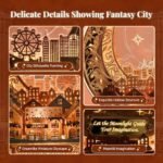 FUNPOLA 3D DIY Puzzle Moon City Model - LED 3D Wood Puzzle - 3D Wooden Puzzles for Adults Home Décor Gifts for Kids and Adults, Brown : Toys & Games - Image 3